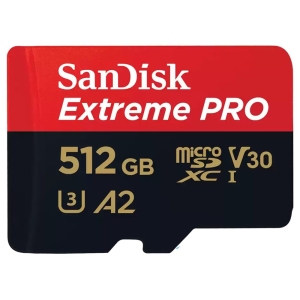 SanDisk Extreme PRO 512GB V30 A2 U3 microSDXC UHS-I Card with Adapter